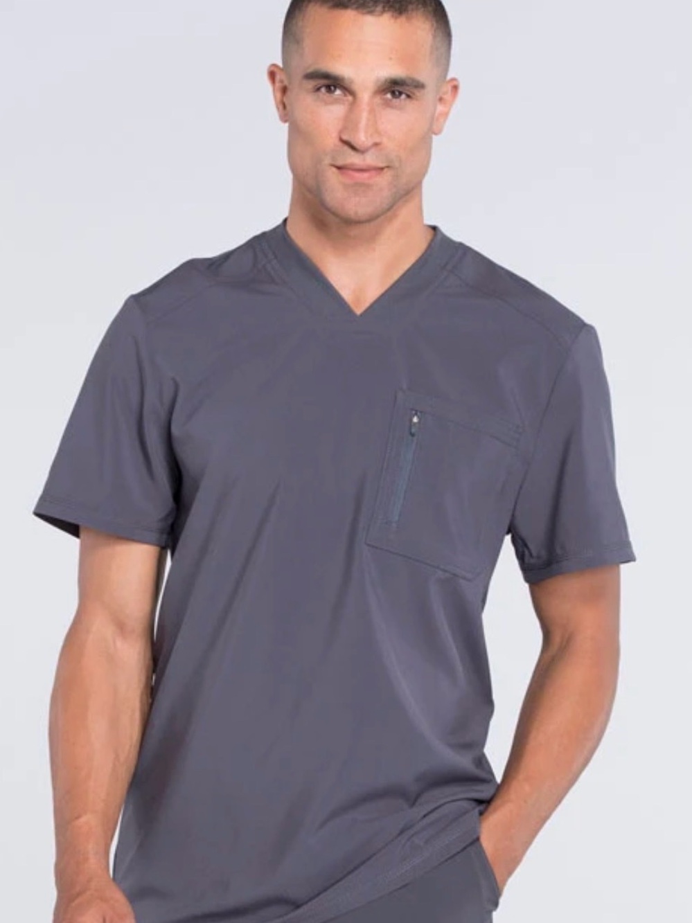 Cherokee Infinity Men’s Pewter Scrub Top Sz L